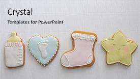  Presentation with baby shower - Slide deck with delicious baby shower cookies background and a light gray colored foreground
