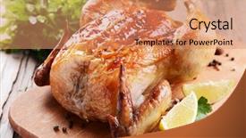  Presentation with chicken - Theme featuring delicious baked chicken on table background and a coral colored foreground