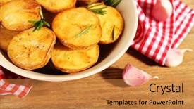  Presentation with potato - Theme enhanced with delicious baked potato with rosemary background and a gold colored foreground