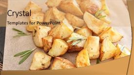  Presentation with parchment - Colorful slides enhanced with delicious baked potatoes with rosemary backdrop and a coral colored foreground