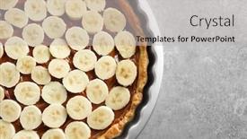  Presentation with baking cake - Cool new slides with fresh homemade banoffee pie - delicious banana cake in baking backdrop and a light gray colored foreground