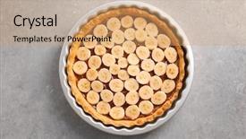  Presentation with baking cake - Colorful PPT layouts enhanced with delicious banana cake in baking backdrop and a coral colored foreground