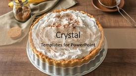  Presentation with banana cake - Colorful PPT layouts enhanced with delicious banana cake on table backdrop and a coral colored foreground