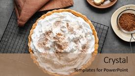  Presentation with banana cake - Colorful slide deck enhanced with delicious banana cake on table backdrop and a coral colored foreground