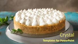  Presentation with banana cake - Beautiful PPT theme featuring fresh homemade banoffee pie - delicious banana cake on table backdrop and a tawny brown colored foreground