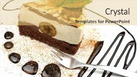  Presentation with banana cake - Beautiful presentation theme featuring delicious banana cake backdrop and a yellow colored foreground