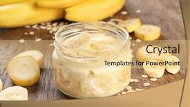  Presentation with pudding - Cool new PPT theme with delicious banana pudding on table backdrop and a yellow colored foreground