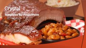  Presentation with bbq - Cool new PPT theme with delicious bbq ribs with toasted backdrop and a red colored foreground