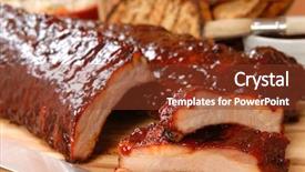  Presentation with bbq flier - Colorful theme enhanced with delicious bbq ribs with toasted backdrop and a tawny brown colored foreground