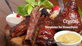  Presentation with bbq - Audience pleasing theme consisting of delicious bbq ribs backdrop and a tawny brown colored foreground