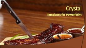  Presentation with bbq - Audience pleasing PPT layouts consisting of delicious bbq ribs backdrop and a tawny brown colored foreground