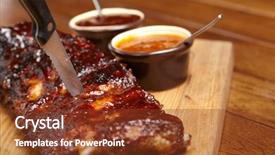  Presentation with bbq - PPT theme enhanced with delicious bbq ribs background and a tawny brown colored foreground