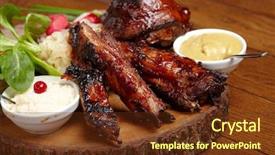  Presentation with bbq - Slide set consisting of delicious bbq ribs background and a tawny brown colored foreground