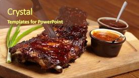  Presentation with ribs - Cool new PPT layouts with delicious bbq ribs backdrop and a tawny brown colored foreground