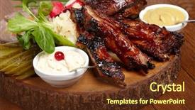  Presentation with bbq - PPT theme consisting of delicious bbq ribs background and a tawny brown colored foreground