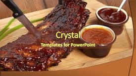  Presentation with ribs - Cool new presentation theme with delicious bbq ribs backdrop and a tawny brown colored foreground