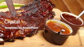  Presentation with bbq - Presentation theme featuring delicious bbq ribs background and a  colored foreground