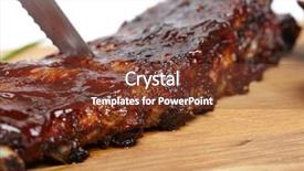  Presentation with ribs - Cool new PPT theme with delicious bbq ribs backdrop and a tawny brown colored foreground