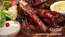  Presentation with bbq - Slide set enhanced with delicious bbq ribs background and a tawny brown colored foreground