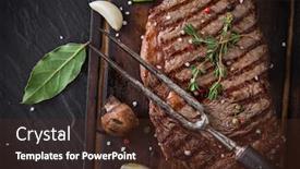  Presentation with stepping stone illustration of step - Colorful slides enhanced with steak on black stone table backdrop and a tawny brown colored foreground