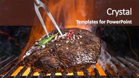  Presentation with grill - Cool new presentation design with delicious beef steak on garden backdrop and a tawny brown colored foreground