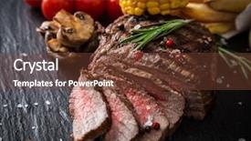  Presentation with beef - Colorful presentation enhanced with delicious beef steak on stone backdrop and a  colored foreground