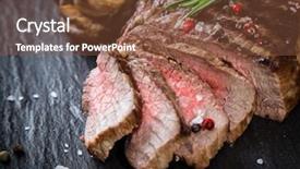  Presentation with steak - Colorful PPT theme enhanced with delicious beef steak on stone backdrop and a tawny brown colored foreground