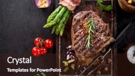  Presentation with steak - Presentation theme with delicious beef steak on wooden background and a tawny brown colored foreground