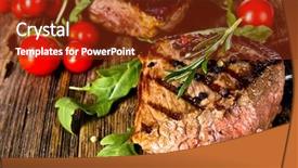  Presentation with beef - Slide deck enhanced with delicious beef steak background and a tawny brown colored foreground