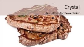  Presentation with steaks - Cool new presentation theme with delicious-beef-steaks-isolated backdrop and a soft green colored foreground