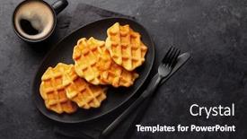  Presentation with waffles - Slide deck enhanced with delicious-belgian-waffles-and-breakfast background and a dark gray colored foreground