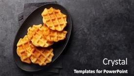  Presentation with waffles - Amazing presentation design having delicious-belgian-waffles-on-plate backdrop and a dark gray colored foreground