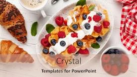  Presentation with waffles - Amazing presentation theme having delicious-belgian-waffles-with-ice backdrop and a coral colored foreground