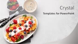  Presentation with waffles - PPT theme consisting of delicious-belgian-waffles-with-ice background and a white colored foreground