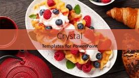  Presentation with waffles - Presentation design having delicious-belgian-waffles-with-ice background and a red colored foreground