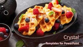  Presentation with waffles - PPT layouts having delicious-belgian-waffles-with-ice background and a wine colored foreground