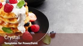  Presentation with waffles - Cool new PPT theme with delicious-belgian-waffles-with-ice backdrop and a tawny brown colored foreground