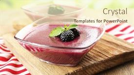  Presentation with acai berry smoothie bowl - PPT layouts enhanced with delicious-berry-mousse-in-bowls background and a cream colored foreground