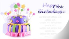  Presentation with happy birthday cake - Slide deck having delicious birthday cake isolated background and a sky blue colored foreground