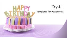  Presentation with birthday cake - Beautiful presentation featuring delicious birthday cake on table backdrop and a white colored foreground