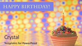  Presentation with pink birthday - Cool new slide deck with delicious birthday cupcake on bright backdrop and a yellow colored foreground