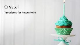  Presentation with cupcake - Cool new PPT theme with delicious birthday cupcake on light background backdrop and a white colored foreground