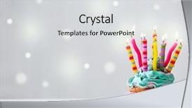  Presentation with birthday - Colorful theme enhanced with delicious birthday cupcake on light backdrop and a light gray colored foreground