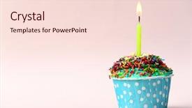  Presentation with pink birthday - Colorful presentation design enhanced with delicious birthday cupcake on pink backdrop and a lemonade colored foreground