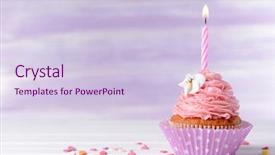  Presentation with cupcake - Beautiful slides featuring delicious birthday cupcake on table backdrop and a lemonade colored foreground