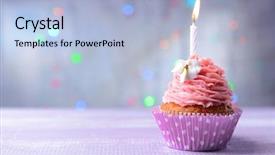  Presentation with cupcake - PPT layouts featuring delicious birthday cupcake on table background and a light blue colored foreground