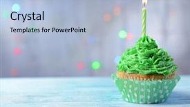  Presentation with cupcake - Slides having delicious birthday cupcake on table background and a light blue colored foreground
