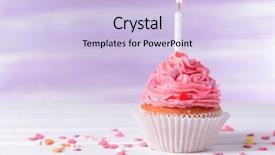  Presentation with birthday - PPT theme featuring delicious birthday cupcake on table background and a light blue colored foreground