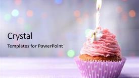  Presentation with pink birthday - Amazing slide deck having delicious birthday cupcake on table backdrop and a lemonade colored foreground