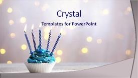  Presentation with cupcake - Presentation theme having delicious birthday cupcake on table background and a sky blue colored foreground